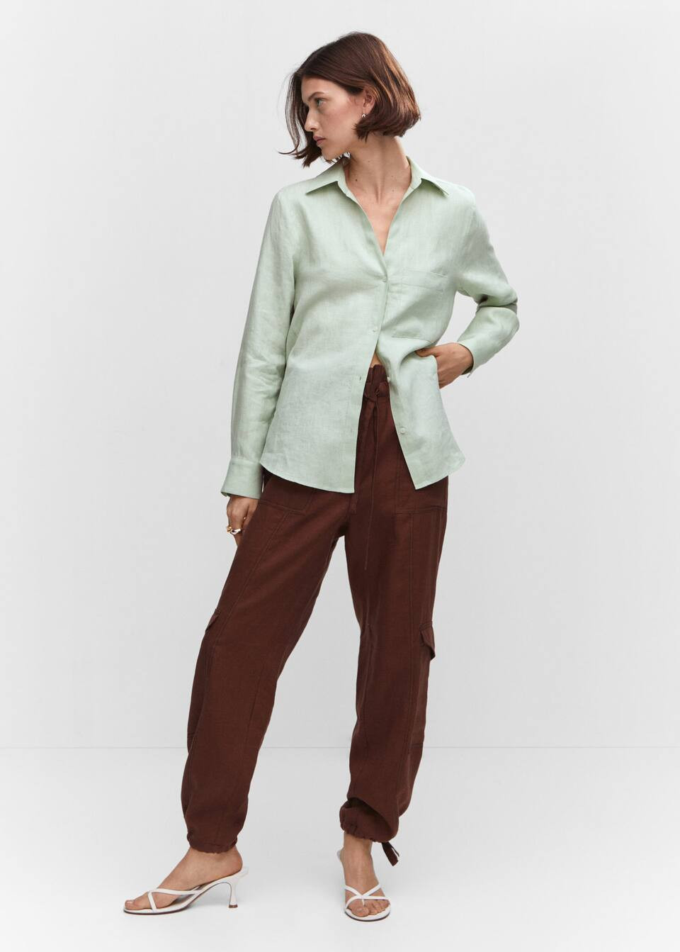 Pocket linen shirt -  Women | Mango USA | MANGO (US)