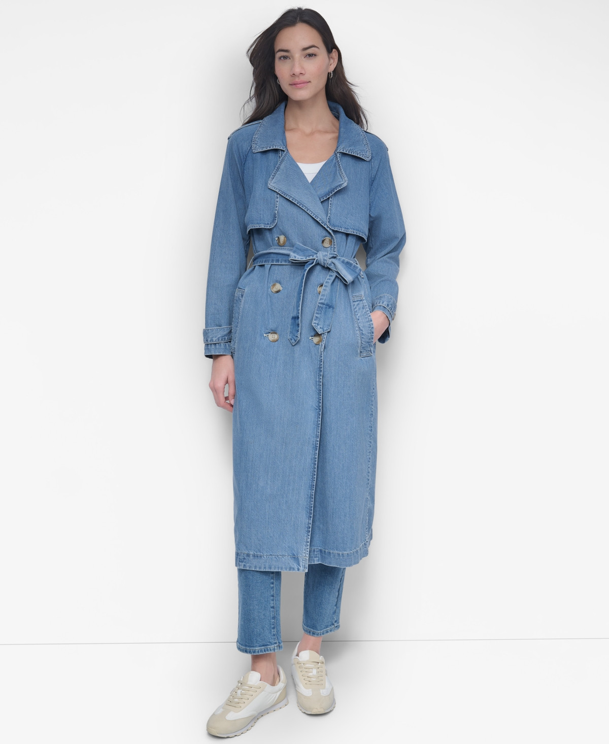 Dkny Jeans Women's Storm Flap Denim Trench Coat - Rooftop | Macy's