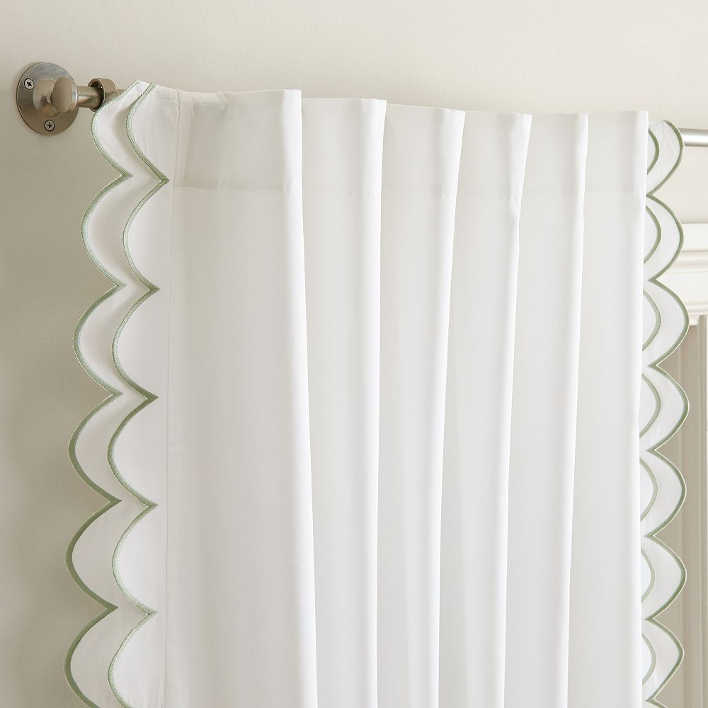 Scallop Trimmed Light-Filtering Curtain | Pottery Barn Teen