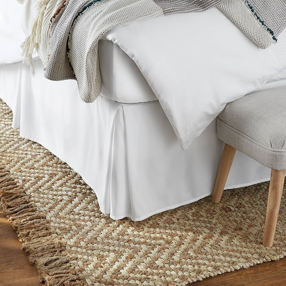 Amazon Basics Lightweight Pleated Bed Skirt, King, Bright White | Amazon (US)