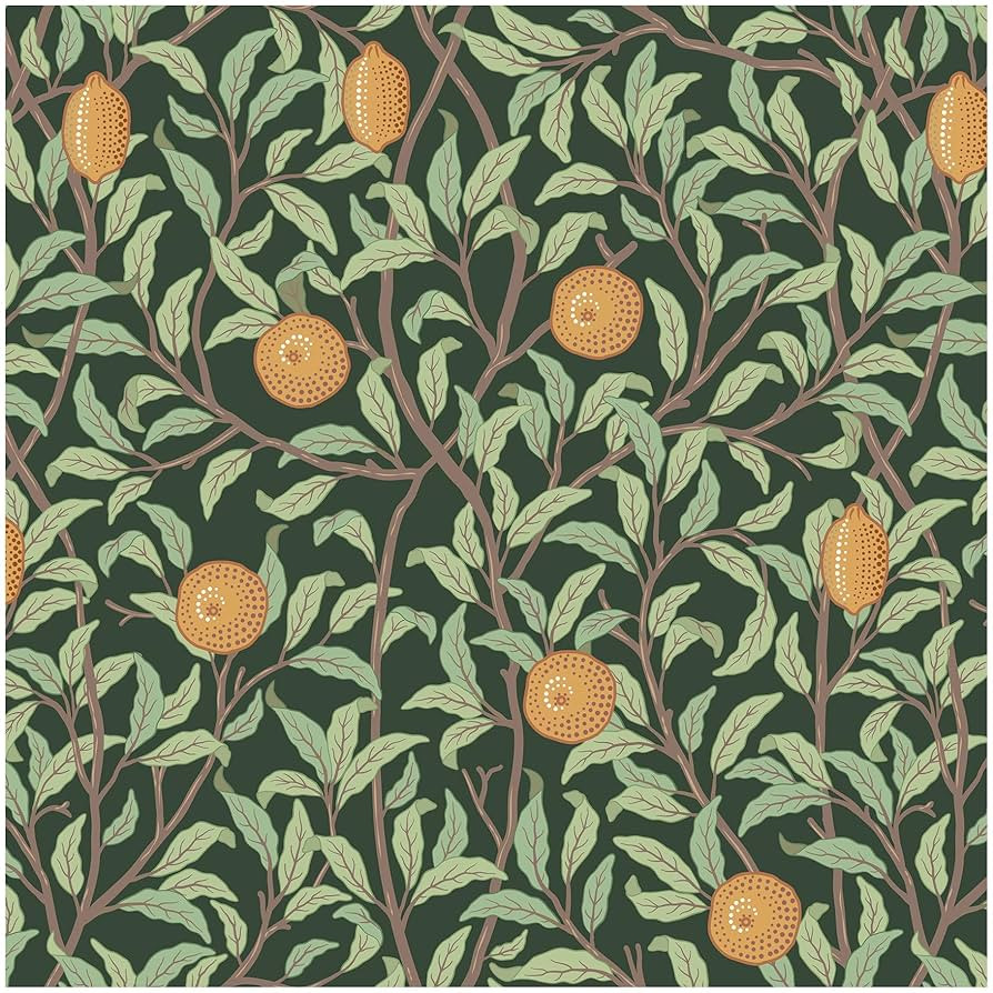 Lemon Wallpaper Leaf Peel and Stick Wallpaper Green and Dark 17.3"X78.8" Self Adhesive Wall Paper... | Amazon (US)