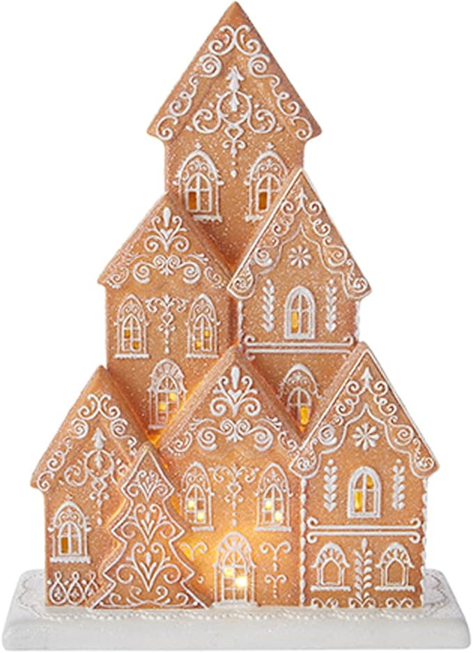 One Holiday Way 16-Inch Light Up Faux Gingerbread House Display Figurine w/Elegant White Icing ... | Amazon (US)