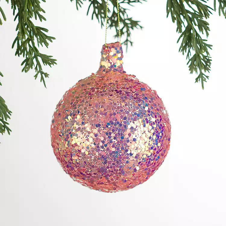 New! Pink Glass Glitter Ball Christmas Ornament | Kirklands