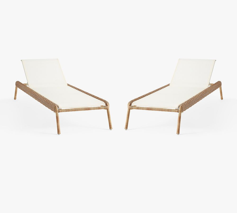 Huntington Mesh Stackable Outdoor Single Chaise Lounge, Set of 2 | Pottery Barn (US)