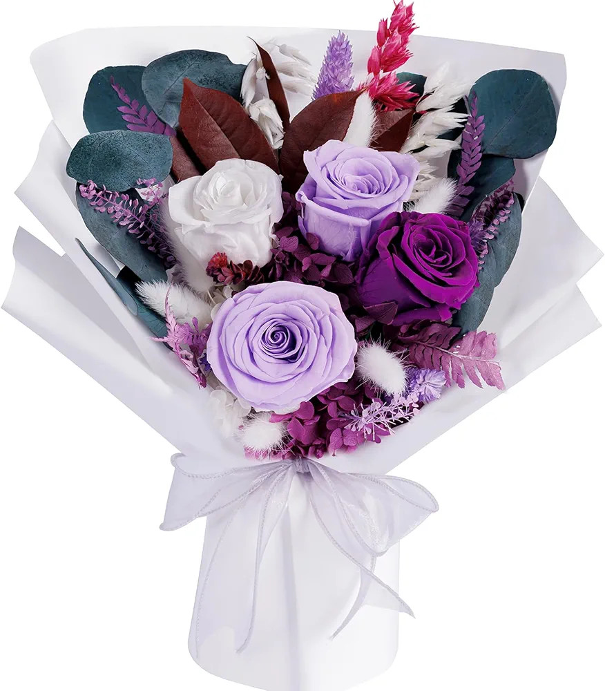 Preserved Flowers Bouquets, Purple Flowers, Flowers for Delivery Prime, Natural Real Long Lasting... | Amazon (US)