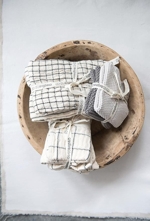 Creative Co-Op Blue & White Cotton Tea Towel (Set of 2 Patterns) | Amazon (US)