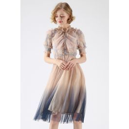 We Know It All Gradient Pleated Mesh Tulle Dress | Chicwish