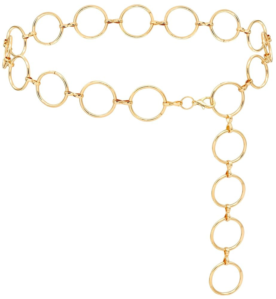 LIMHOO Metal Waist Chain for Women Chunky Belly Link Chain Belt for Dresses | Amazon (US)