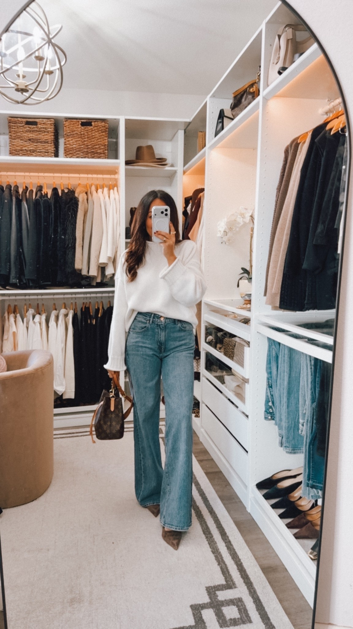 Jeans fit like a glove 👏🏽 first time trying this brand and happy I did . Fit TTS I’m 5’3 126 wearing a 26 
Have on 3 inch heels 

#LTKootd #LTKOver40 #LTKSeasonal