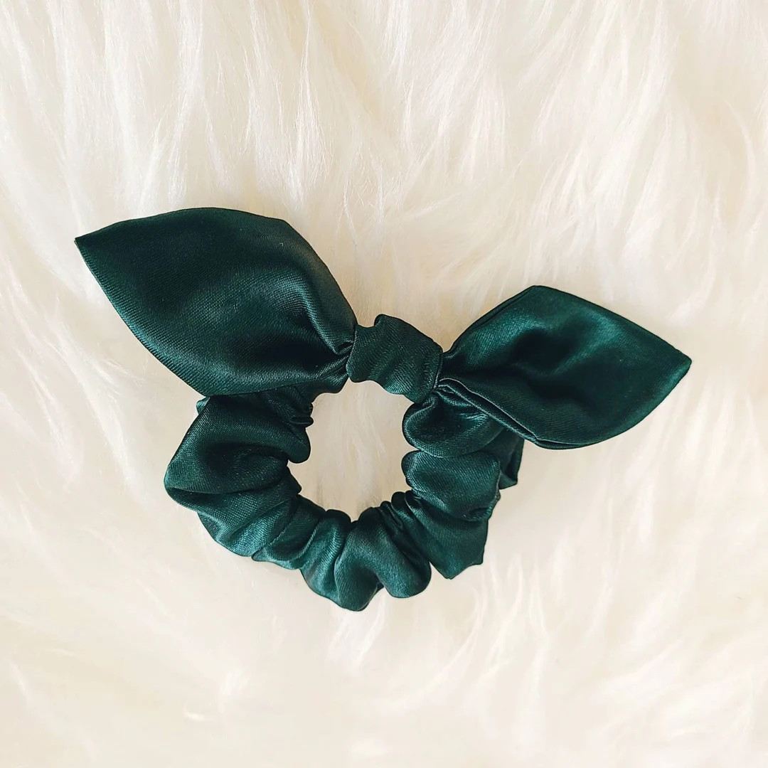 Mini Bow Satin Scrunchie, Removable Bow Vintage Kids Hair Tie, Small Hair Accessory, Luxury Hair ... | Etsy (US)