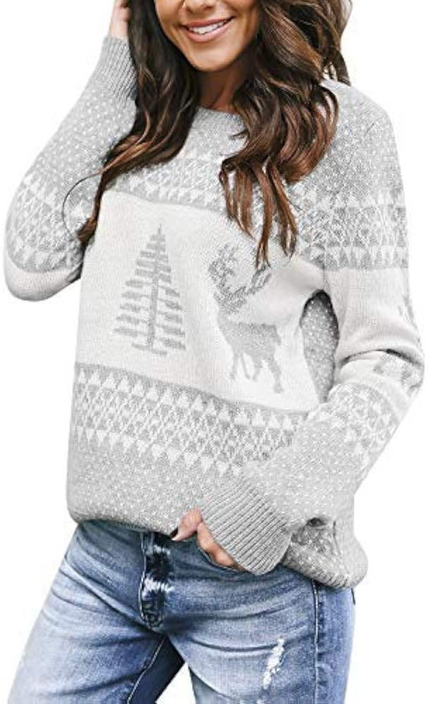 LookbookStore Women Ugly Christmas Tree Reindeer Holiday Knit Sweater Pullover | Amazon (US)