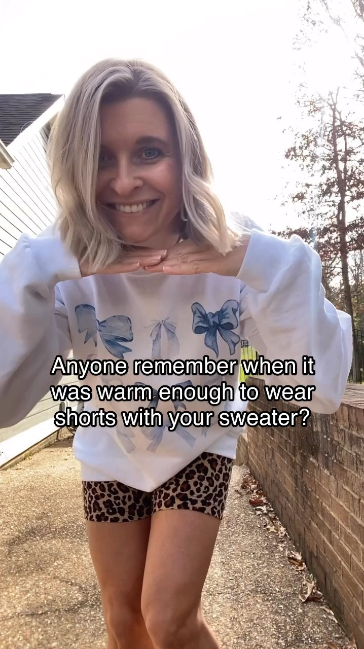 🙃 Just a TN girl wearing shorts one week and it’s below 30° and snowing the next 
•••
My sweat shirt was made by a local small biz but I found some similar ones to link 

#LTKCyberWeek 

#LTKHoliday #LTKWatchNow