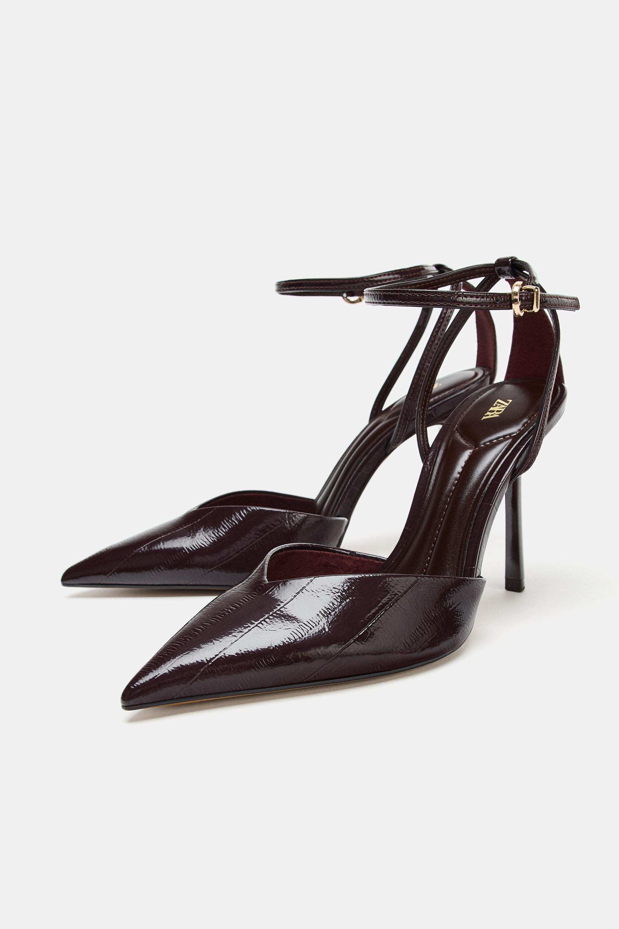 STRAPPY PATENT FINISH SLINGBACK SHOES | Zara US