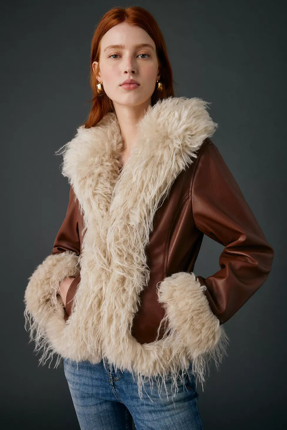 Kimchi Blue Tiffany Faux Leather + Faux Fur Trim Jacket | Urban Outfitters (US and RoW)
