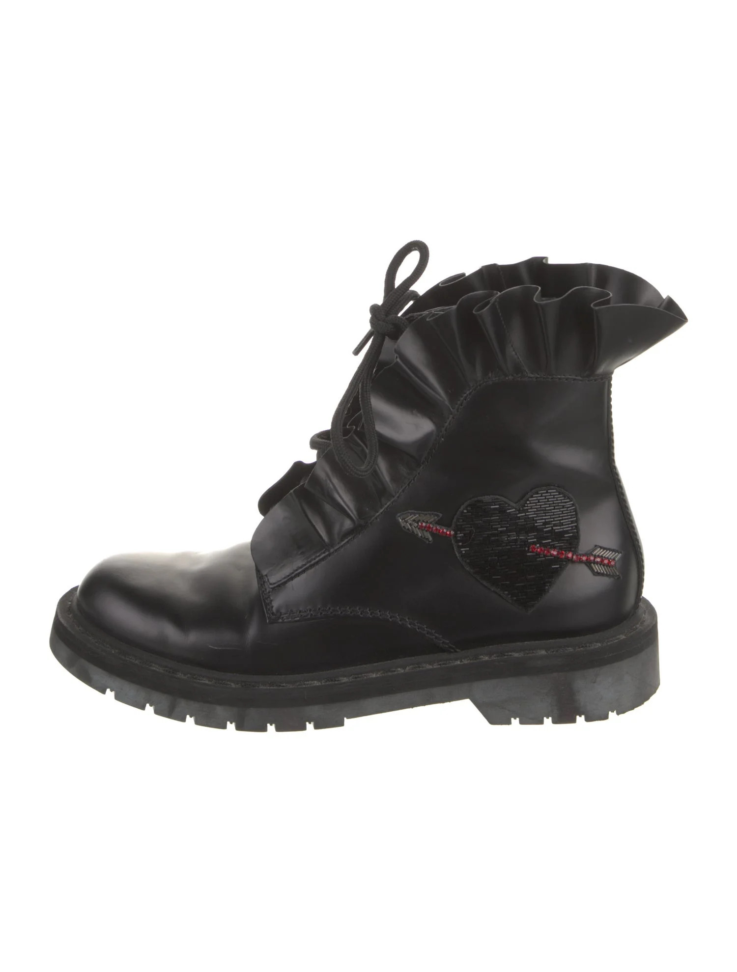 Leather Printed Combat Boots | The RealReal