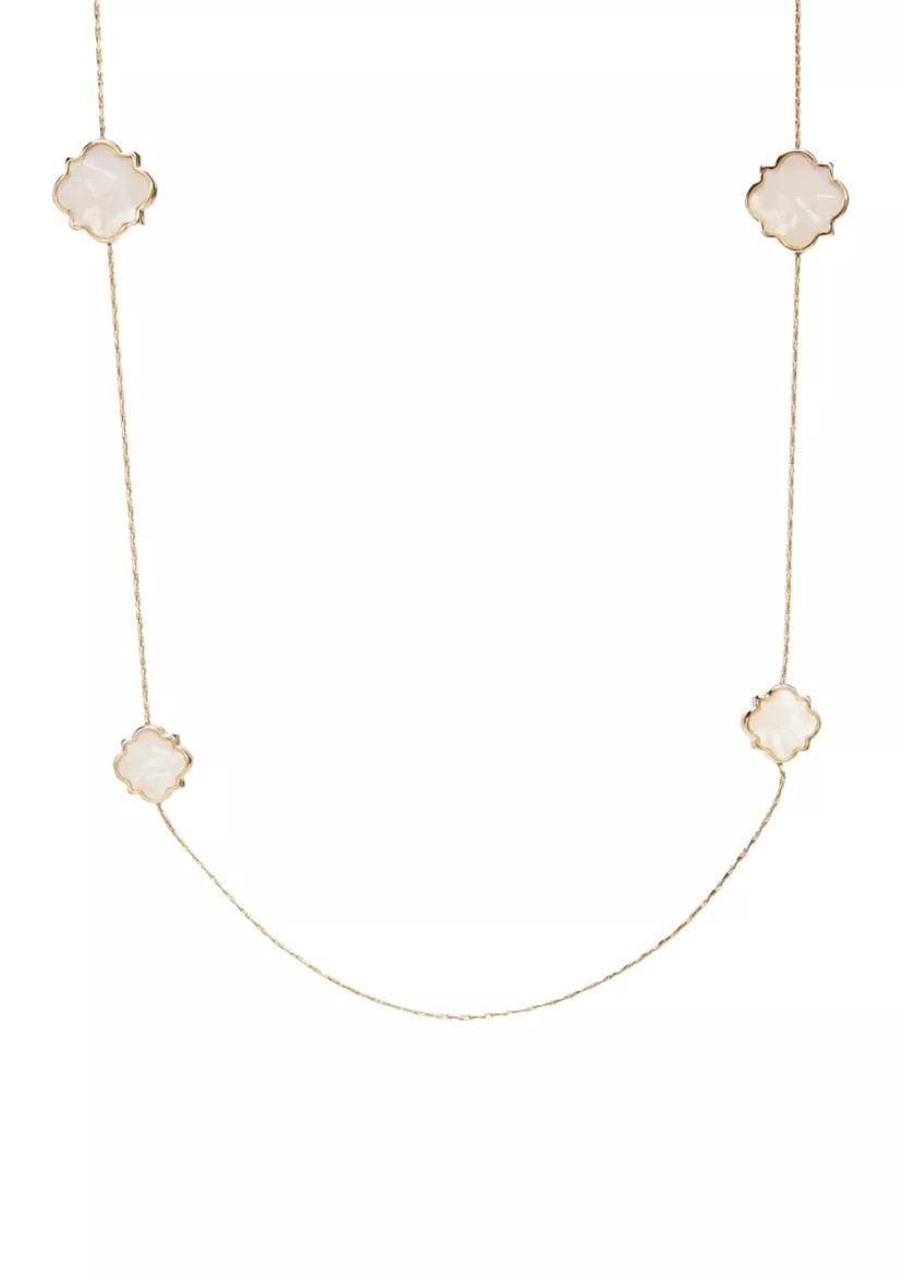 Gold Tone Quatrefoil Motif Long Necklace | Belk