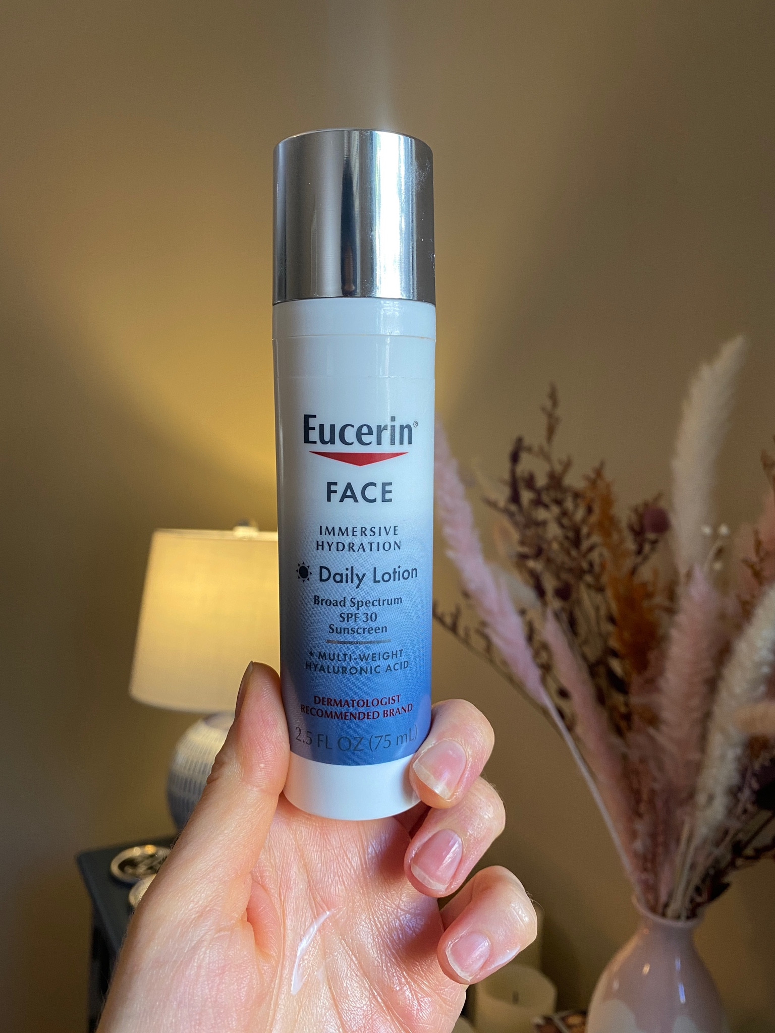 Eucerin Immersive Hydration Daily Lotion SPF 30 sunscreen. 
✅No white cast
✅ Not greasy
✅ Not water resistant 
✅ Great everyday moisturizer 
✅ Slight sting around eyes 
✅ Organic (aka chemical) sunscreen 

#LTKSeasonal #LTKbeauty #LTKfindsunder50