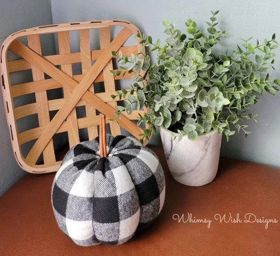 Stuffed Pumpkin / Buffalo Plaid Black | Etsy | Etsy (US)