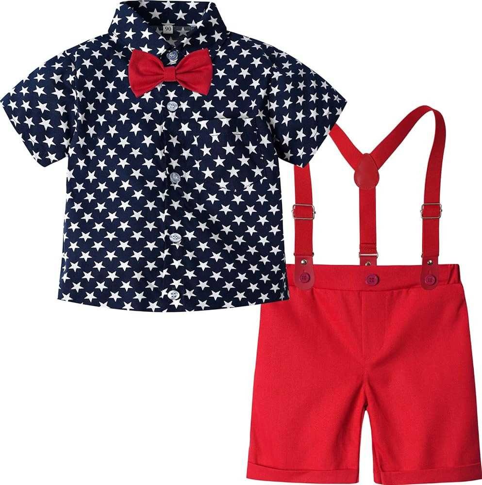 A&J DESIGN Baby Boys Gentleman Suit, 2Pcs Outfit Shirt & Pants | Amazon (US)