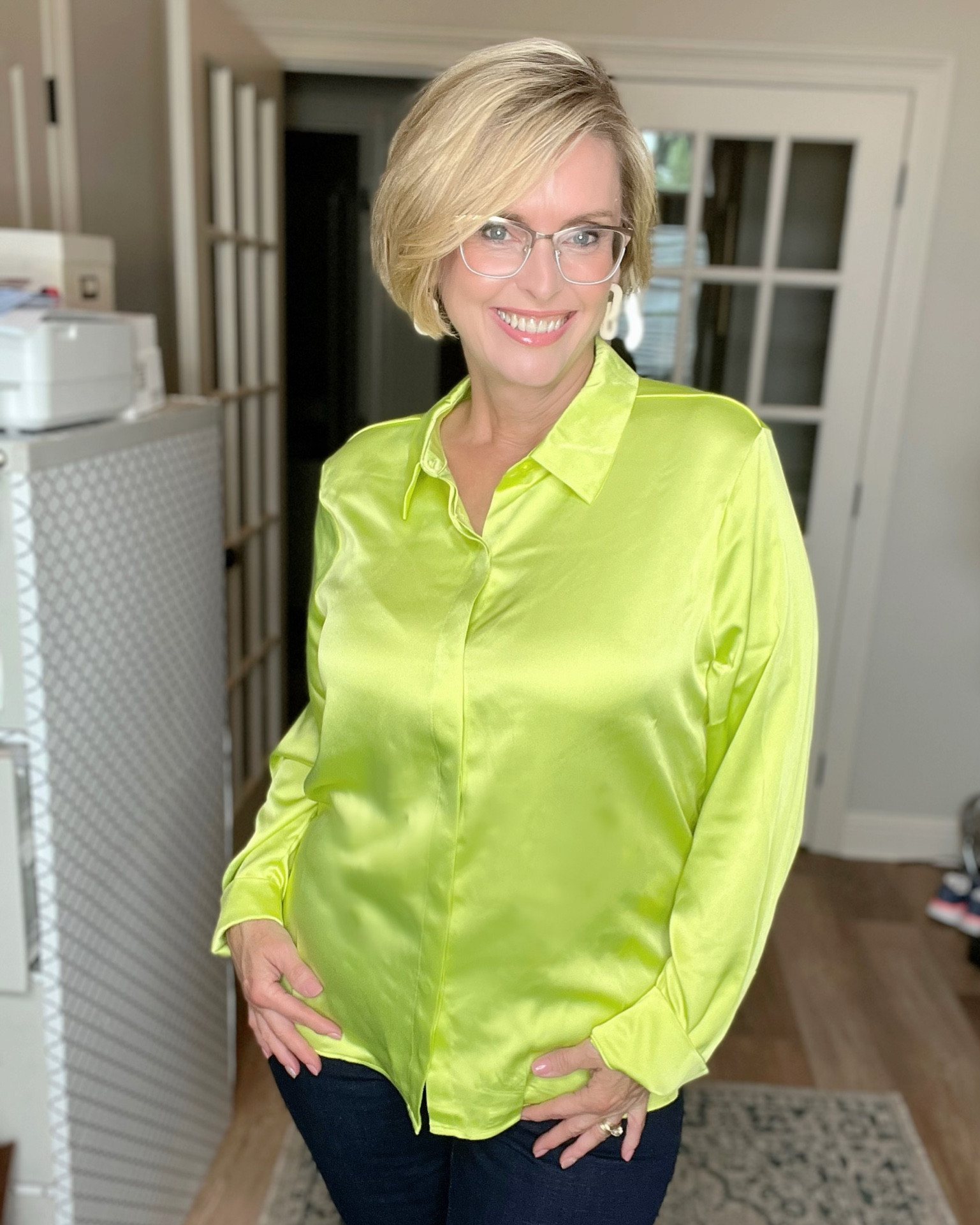 Gorgeous satin top from Target. Comes in a ton of colors! I love the chocolate cardigan with this top too. The ivory sweater and champagne top would be a lovely combo too! 

#LTKSeasonal #LTKmidsize