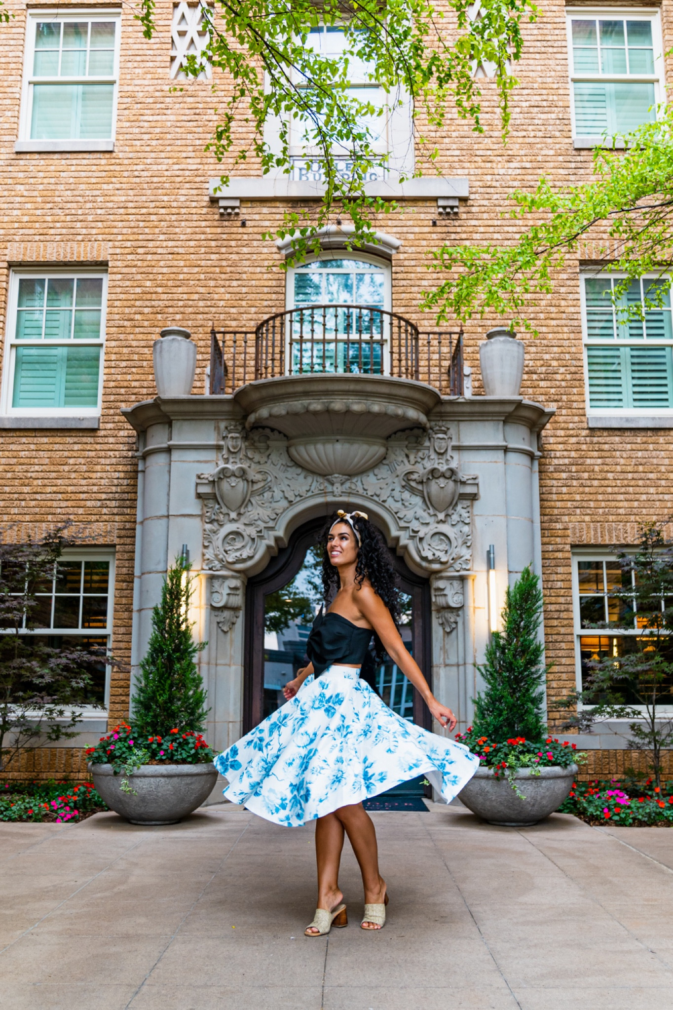 Knot bow top strapless top midi floral skirt 

#LTKunder100 #LTKshoecrush #LTKtravel