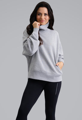 Micro Waffle Knit Snuggle Funnel Pullover | IBKUL