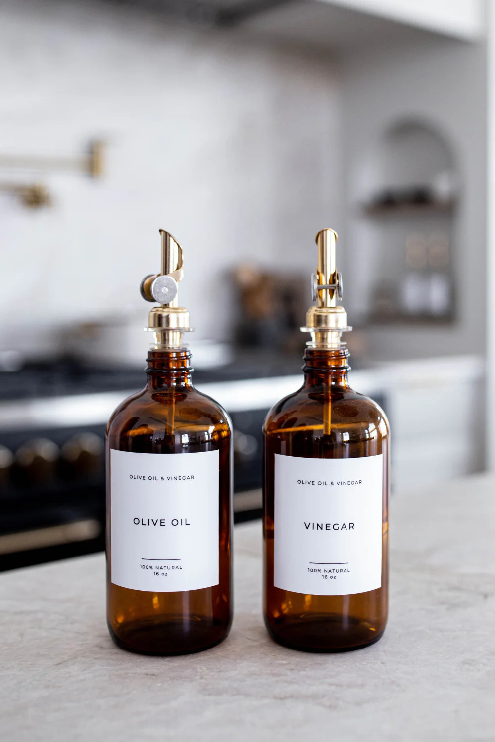Olive Oil & Vinegar Glass Amber Bottles | Luxe B Co