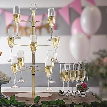 Champagne Tower, Metal Drink Tower for Parties Champagne Glass Holder, 3 Tiers - 12 Brackets, for... | Amazon (US)