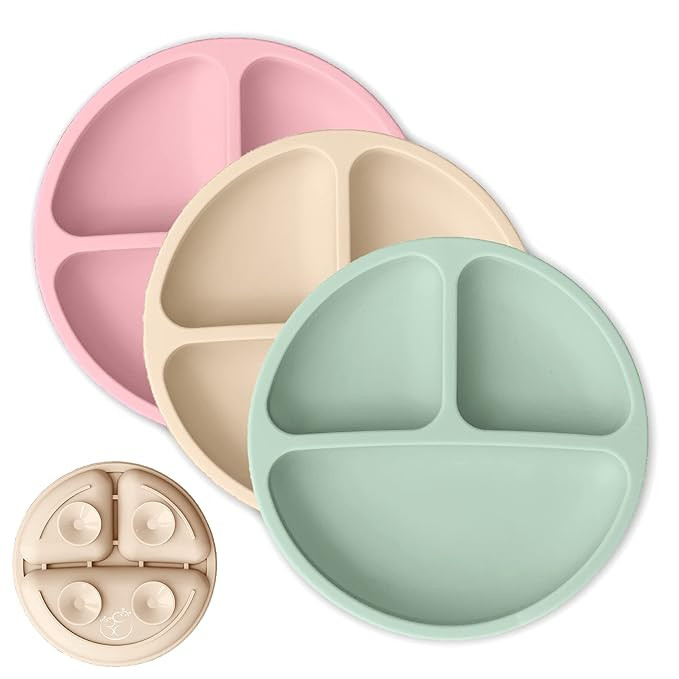 Hippypotamus Toddler Plates with Suction - Baby Plates - 100% Food-Grade Silicone Divided Plates ... | Amazon (US)