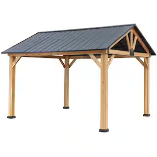11 ft. x 13 ft. Hardtop Outdoor Cedar Gazebo Patio Wood Pergola for Garden, Patio, Backyard | The Home Depot