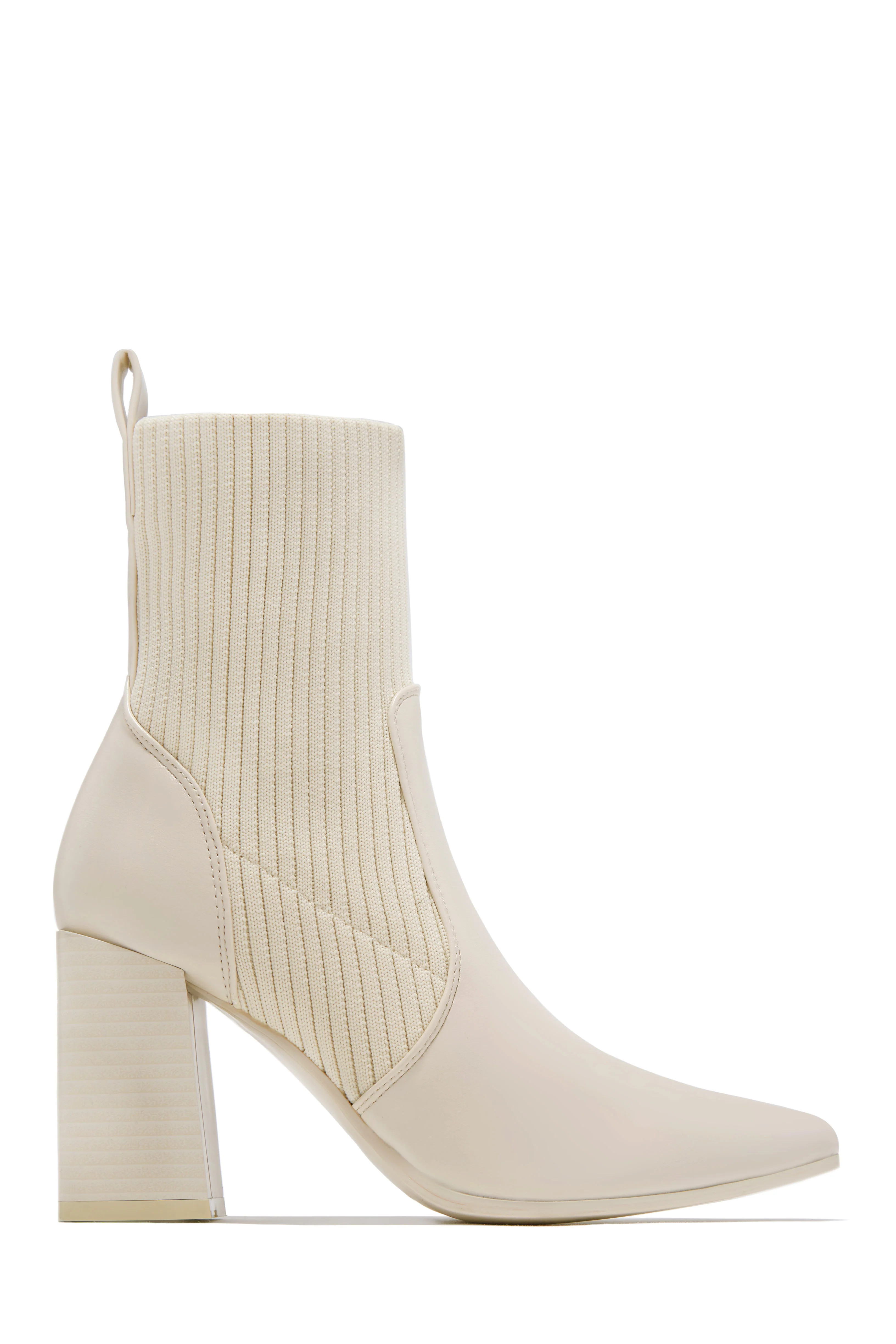 Miss Lola | Nude Block Heel Ankle Boots | MISS LOLA