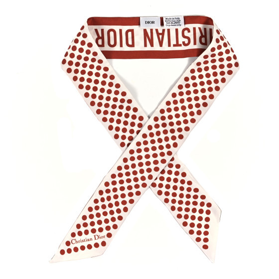 Silk Dots Mitzah Scarf White Red | FASHIONPHILE (US)