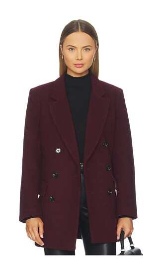 Emory Short Double Breasted Wool Coat in Claret | Revolve Clothing (Global)
