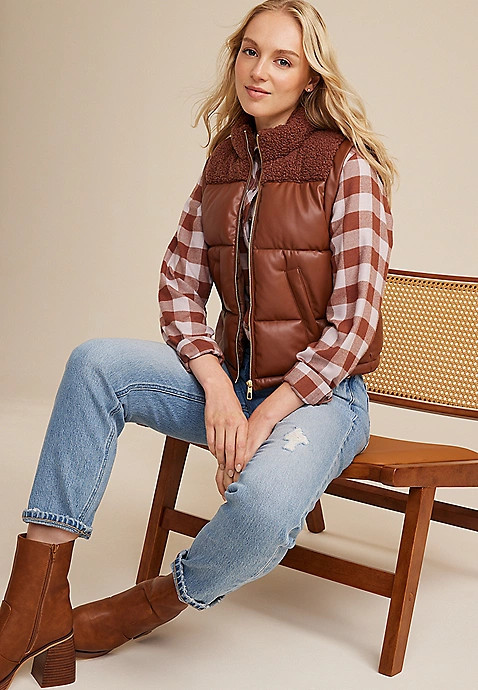 Faux Leather Mixer Vest | Maurices