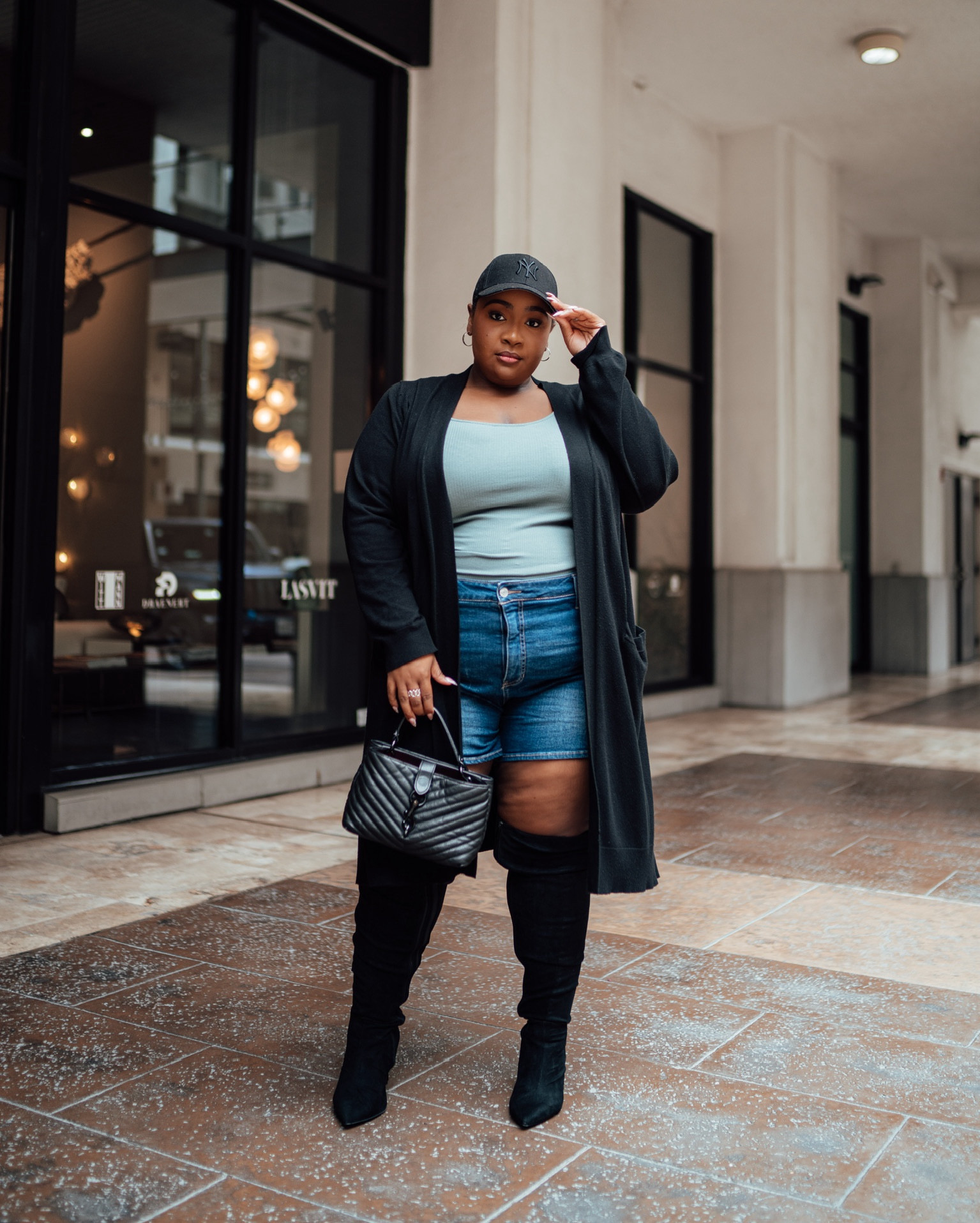 Fall casual outfit idea. 

Fall style. Fall fashion. Plus size style. Plus size fashion. Casual style. Denim shorts. Shorts and boots. Boot style. 

#LTKPlusSize #LTKStyleTip