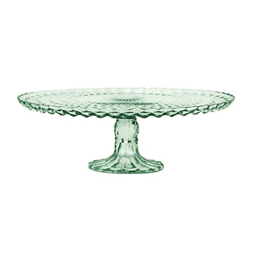Amici Home Rochester Footed Glass Cake Stand | Round Vintage Style Cake Plate | Serving Platter for Cupcakes, Cookies, Birthday Cake | Dessert Display Stand for Parties, Weddings, and Gift (Green) | Amazon (US)
