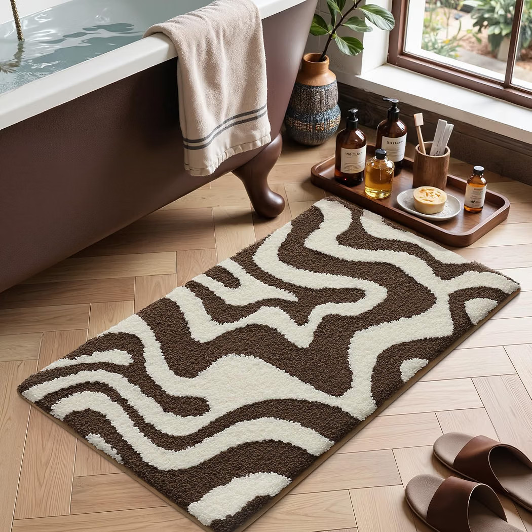 LUMI Non Slip Bathroom Rug, Quick Dry, Washable, Brown, 20x32 | Amazon (US)