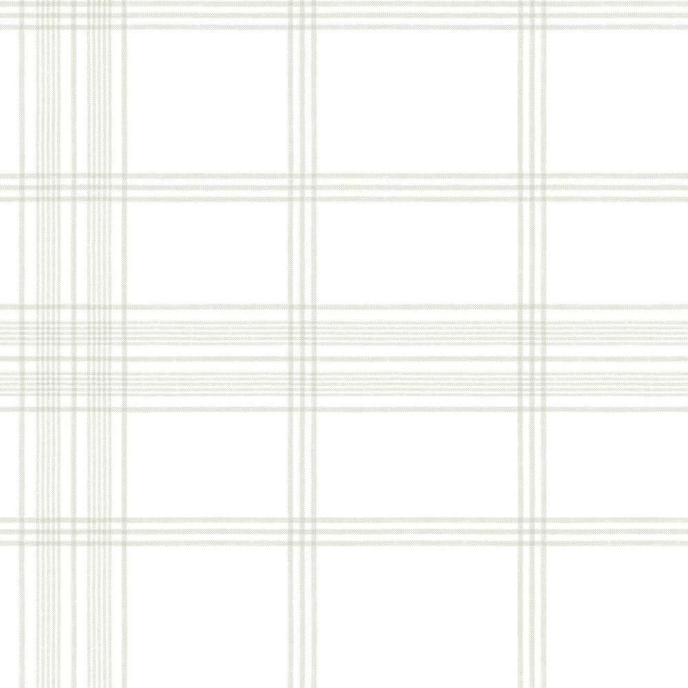York Wallcoverings 56 sq. ft. Charter Plaid Wallpaper, Off White | The Home Depot