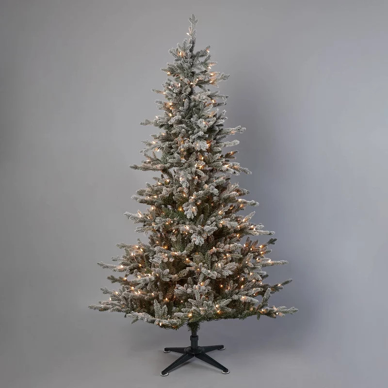 7' Pre-Lit Upswept Flocked Full Balsam Fir Artificial Christmas Tree Clear Lights - Wondershop™ | Target