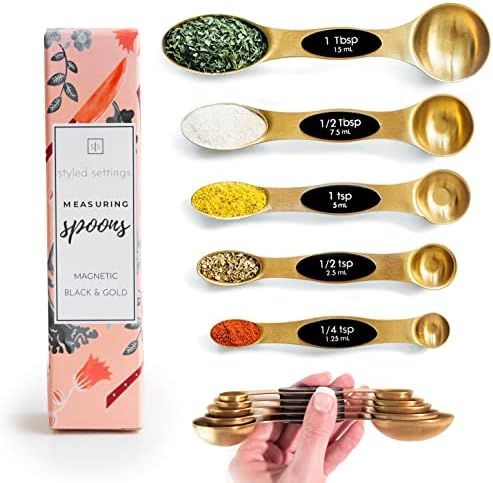 Magnetic Measuring Spoons Set - Stainless Steel Measuring Spoons - Magnetic Measuring Spoon Set, Gol | Amazon (US)