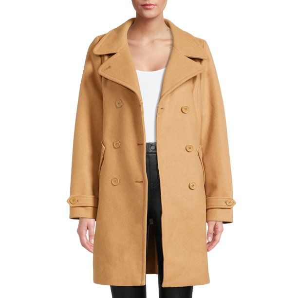 Time and Tru's Women's Faux Wool Peacoat | Walmart (US)