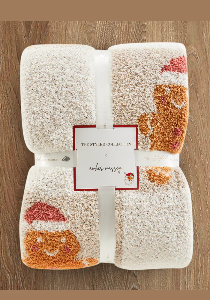 TSC x Amber Massey: Checkered Gingerbread with Santa Hat Buttery Blanket | The Styled Collection