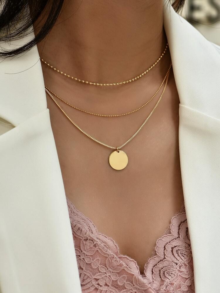 Disc Charm Layered Necklace | SHEIN