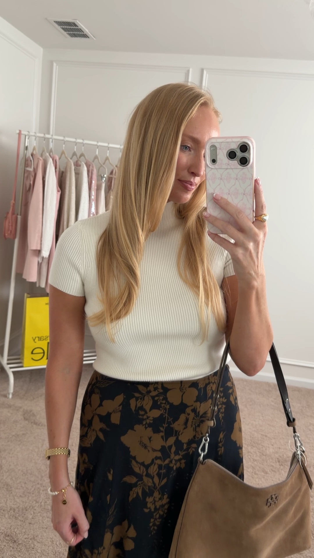 Summer to fall transition outfit on sale in the Nordstrom anniversary sale! Wearing a size small in the sweater and a size 6 in the skirt. There’s no stretch and I have plenty of room to tuck tops into the waist band. It’s a very comfortable flowy fabric

#LTKfitnessgoals
