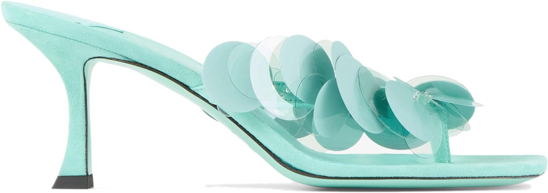 Womens Flip Flop Sequin Heels Square Toe Thong Sandals with Plastic Disc Straps Slip On Kitten He... | Amazon (US)