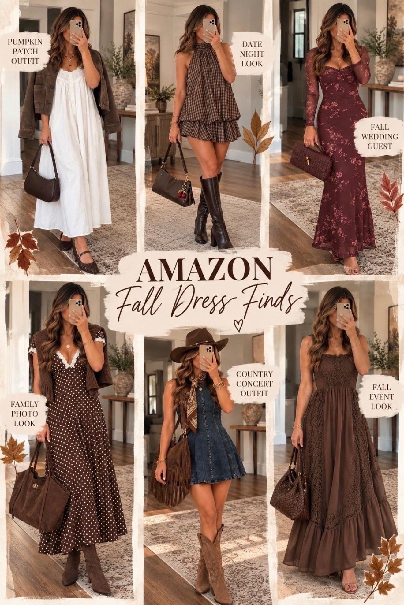 Amazon fall dresses for EVERY occasion 🍂🤎 From pumpkin patch days and family photos to date nights, fall weddings + country concerts — these Amazon finds have fall plans covered.

Which look is your favorite? 🍁👢

Comment “SHOP” and I’ll send you the links! 🛍️

#AmazonFashion #AmazonFinds #FallOutfits #FallDresses #AmazonStyle

#LTKSaleAlert #LTKSeasonal #LTKootd
