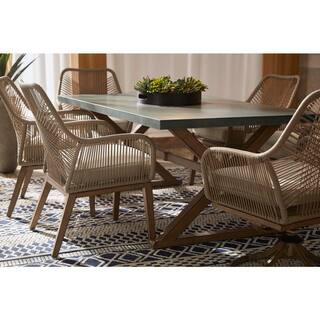 Hampton Bay Haymont 7-Piece Steel Wicker Outdoor Dining Patio Set with Beige Cushions FRS80961-ST | The Home Depot