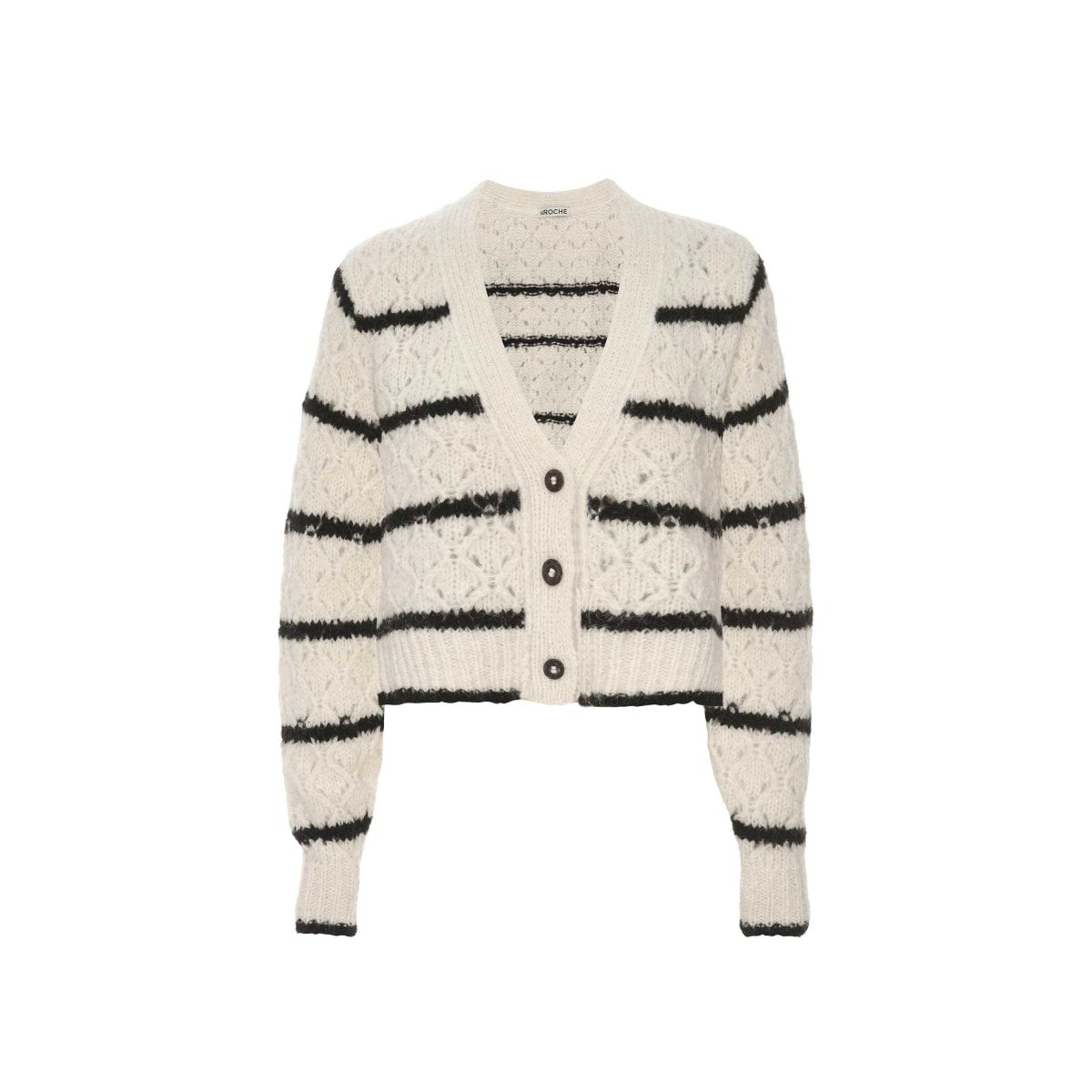 Trellis Cardigan - Ivory W/ Black Stripes | Wolf & Badger (US)