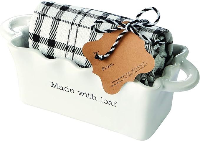 Mud Pie Made Circa Mini LOAF W Towel, Baker 2 1/2" x 7" x 3" 26" x 18" | Amazon (US)