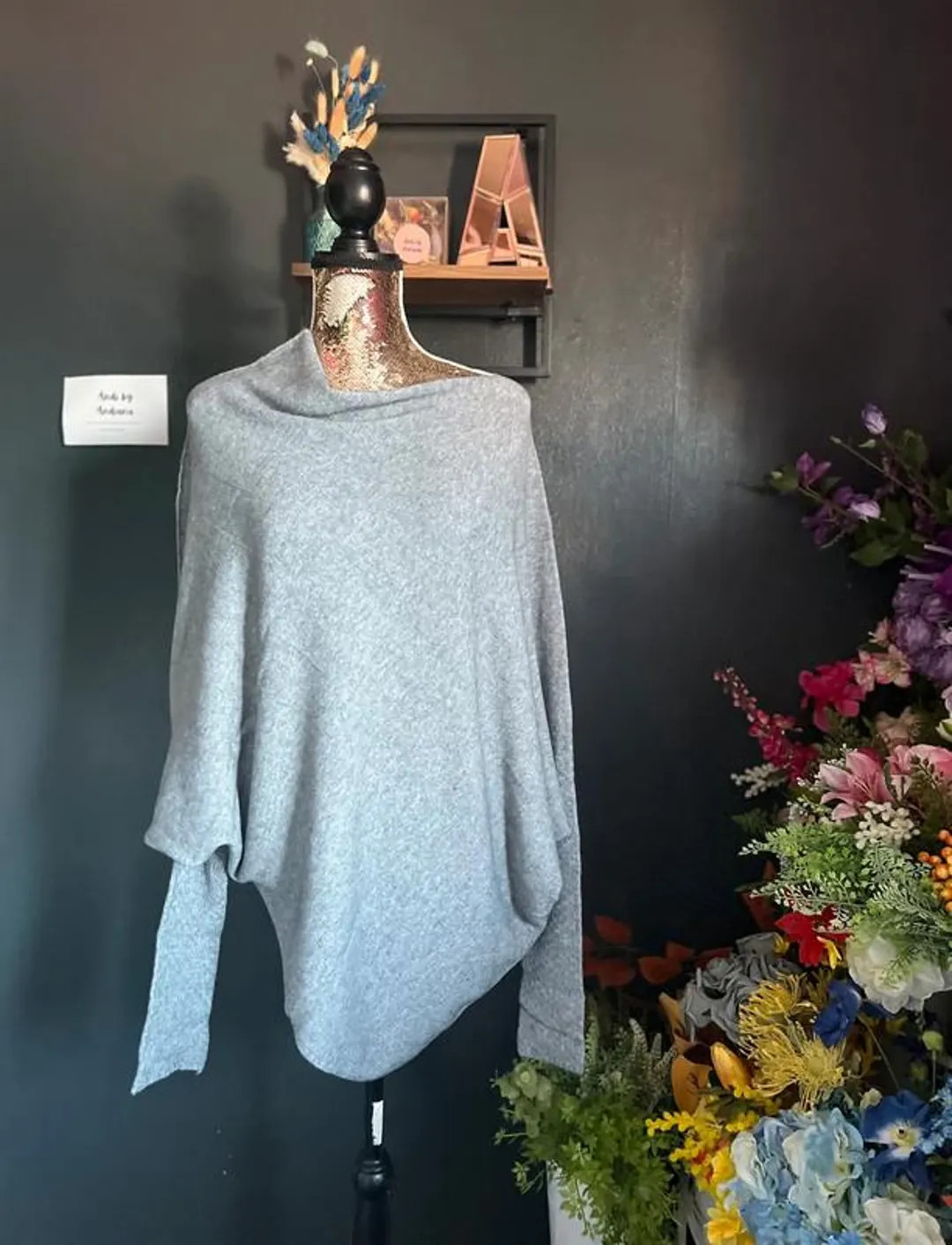 Grey Batwing Long Sleeve Casual Plain Soft Warm Knitted Asymmetrical Jumper - Etsy | Etsy (US)